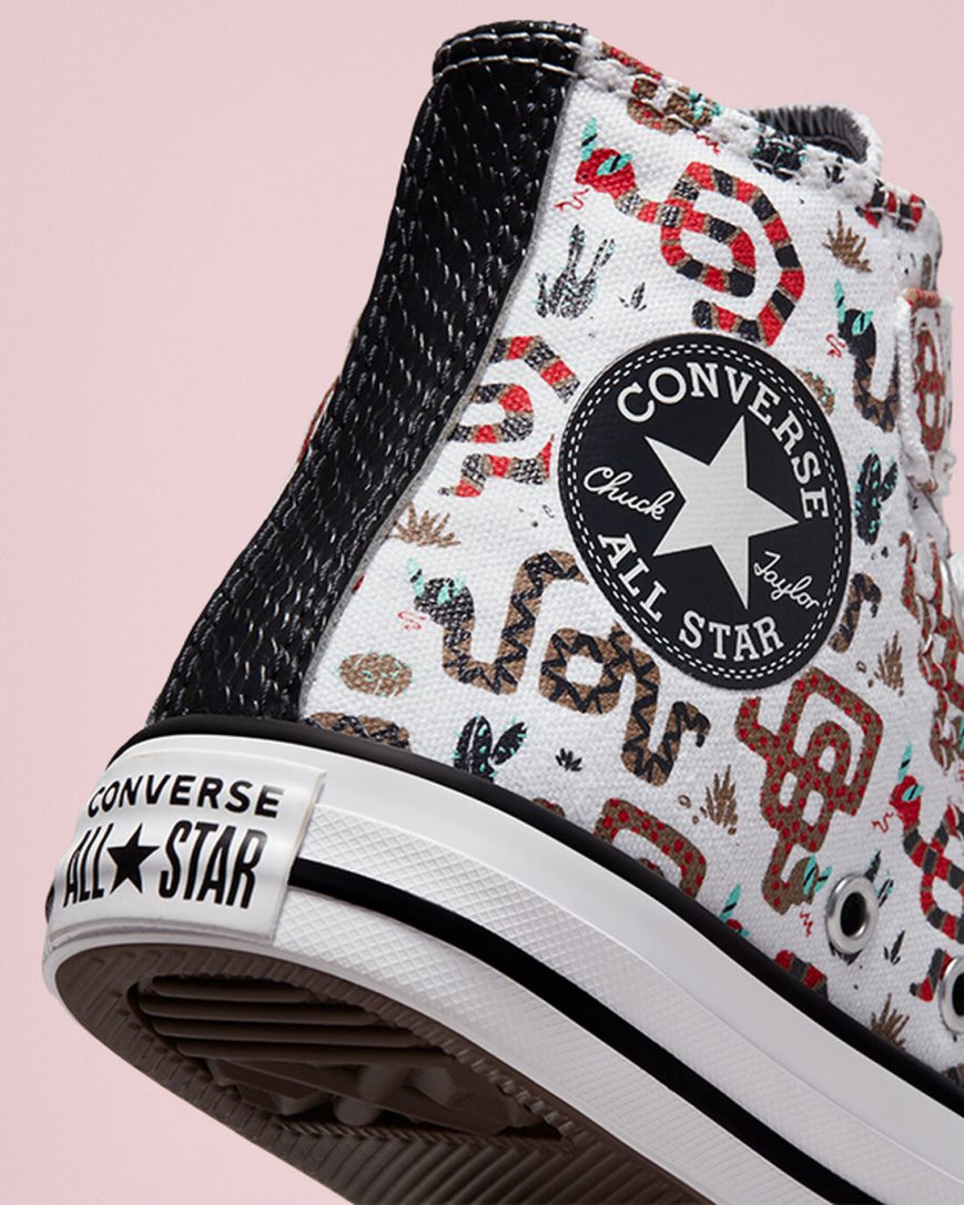 Zapatillas Altas Converse Chuck Taylor All Star Easy-On Snake Niño Blancas Gris Rojas | PE 2WL50E